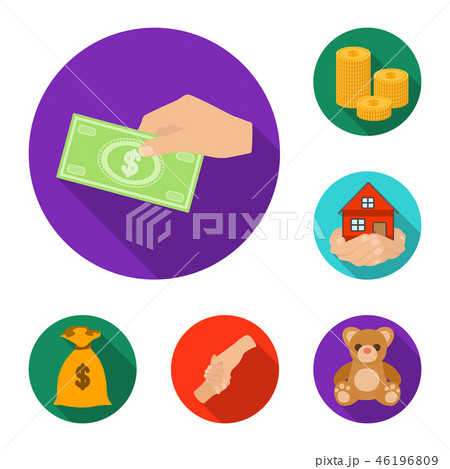 Charity and donation flat icons in set collection for design. Material aid vector symbol stock web Charity and donation flat icons in set collection for design. Material aid vector symbol stock web 46196809