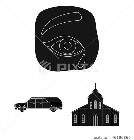 Funeral ceremony black icons in set collection for design. Funerals and Attributes vector symbol 46196860