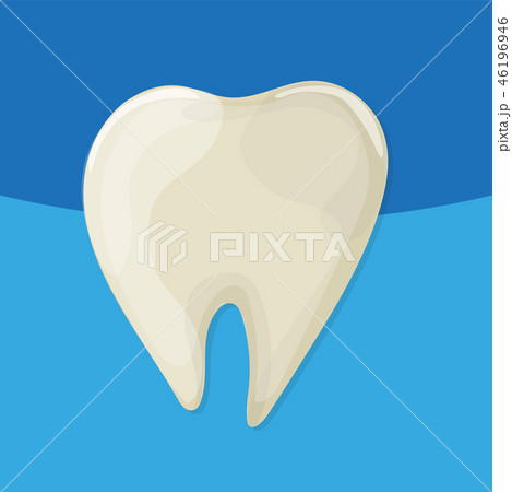 Yellow bad ill teeth. Vector cartoo nstyle. Blue background for dental clinic 46196946