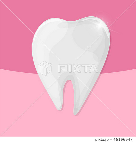 Vector healthy shiny tooth on pink background - medical illustration 46196947