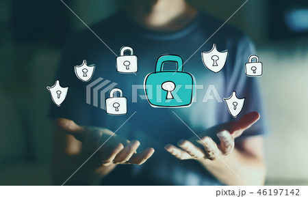 Cyber security with young man Cyber security with young man 46197142