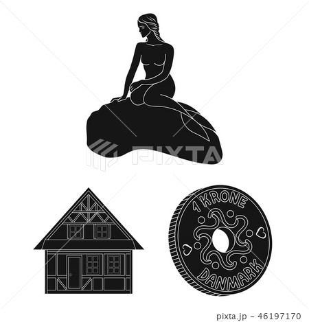 Traveling in Denmark black icons in set collection for design. Denmark and attractions vector symbol Traveling in Denmark black icons in set collection for design. Denmark and attractions vector symbol 46197170