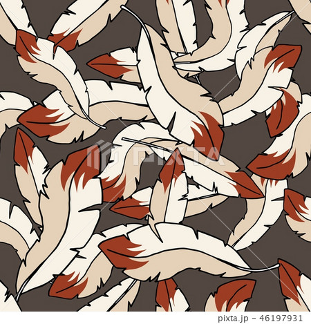 Color feathers embroidery seamless pattern hand drawn textile fashion background 46197931