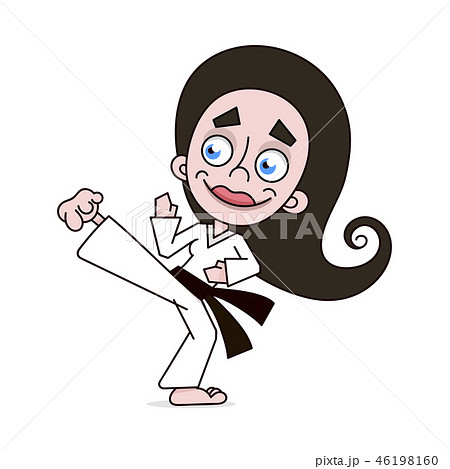 Illustration of a young woman doing karate 46198160