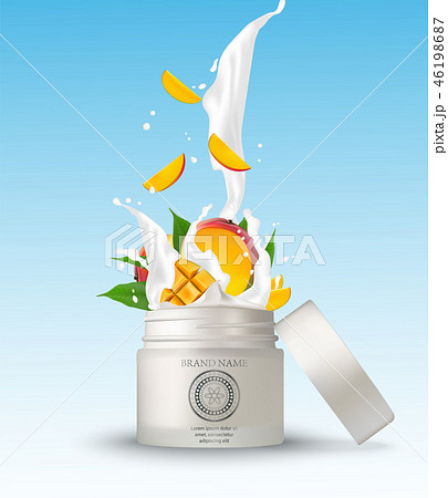 Cosmetic plastic jar with mango cream Cosmetic plastic jar with mango cream 46198687