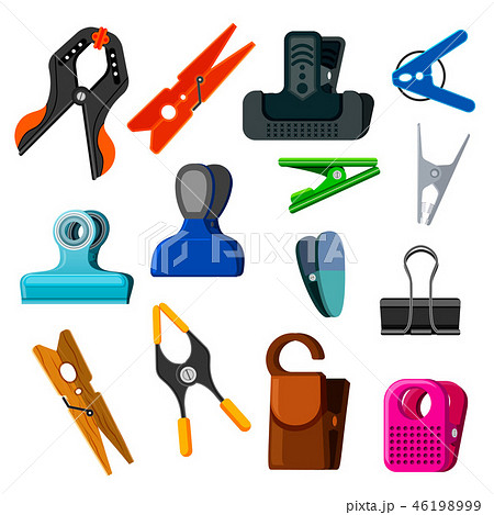 Clothespin vector clothespeg and office clamp clip holding tool pin for laundry illustration set of Clothespin vector clothespeg and office clamp clip holding tool pin for laundry illustration set of 46198999