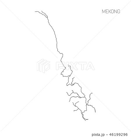 Map of Mekong river drainage basin. Simple thin outline vector illustration 46199296