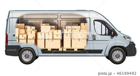 Commercial delivery van with parcels 46199492