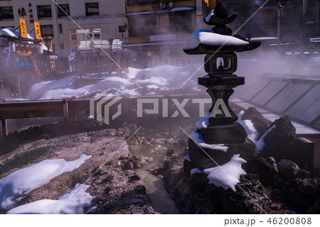 【群馬県】降雪のあった、草津温泉・湯畑 46200808