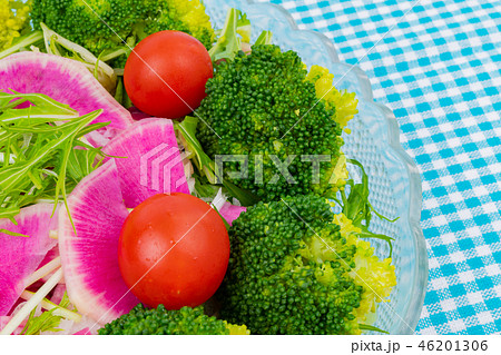 ブロッコリーと紅芯大根と水菜のサラダ ブロッコリーと紅芯大根と水菜のサラダ 46201306