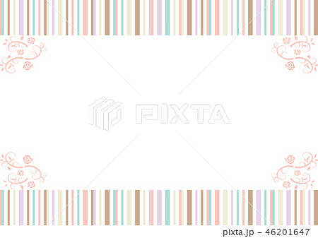 フラワーフレーム　ストライプ背景 46201647