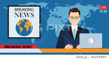 Headline or breaking news man tv reporter. 46203864