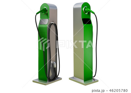 green charging modern electric car station isolate green charging modern electric car station isolate 46205780