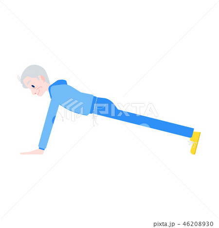 Vector flat elderly man in sportsuit pushups Vector flat elderly man in sportsuit pushups 46208930