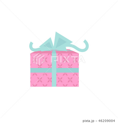 Present box with blue ribbon flat icon vector 46209004