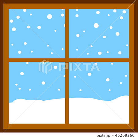 窓 雪 冬 レトロのイラスト素材