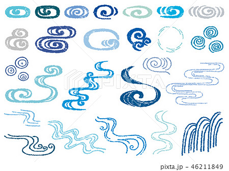 手描き 流水 はんこのイラスト素材