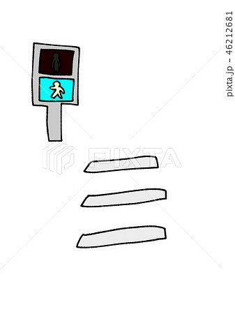 歩行者用信号機 青信号と横断歩道のイラスト素材