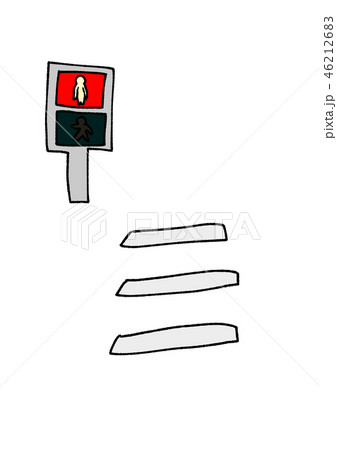 歩行者用信号機 赤信号と横断歩道のイラスト素材