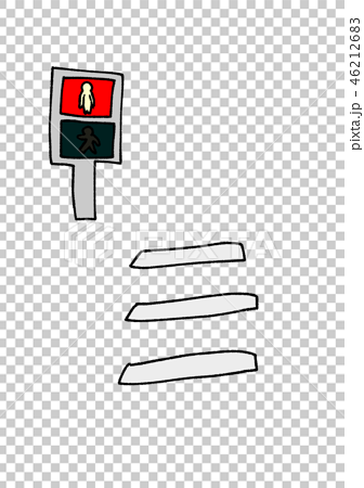 歩行者用信号機 赤信号と横断歩道のイラスト素材