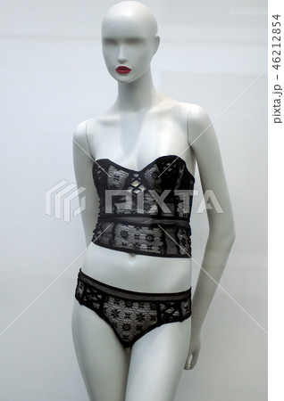 black underwear on mannequin in fashion store  46212854
