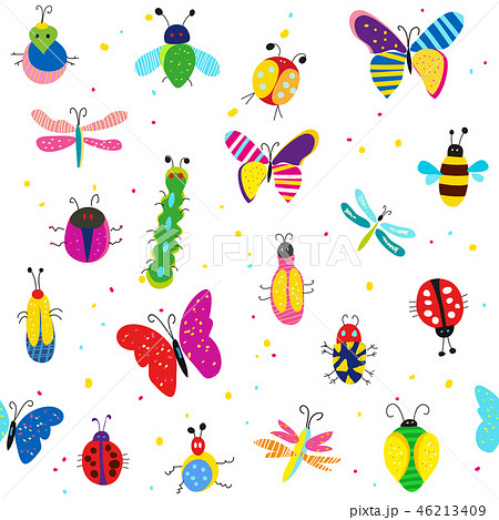 Bugs, butterflies and other insects illustration 46213409
