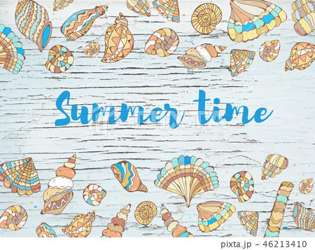 Sea background with shells vector illustration Sea background with shells vector illustration 46213410