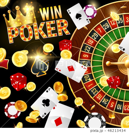 Casino, gambling and poker, roulette wheel 46213434