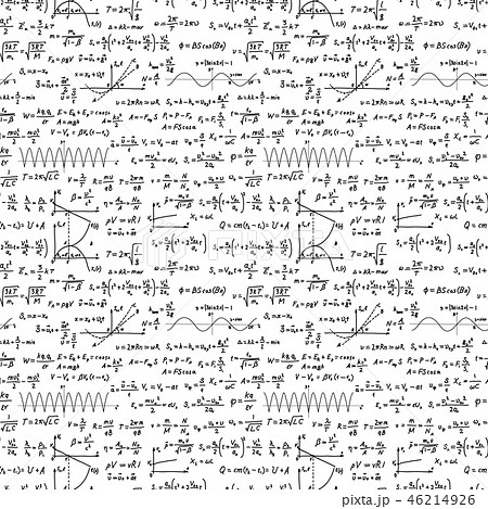 Black hand-drawn complicated scientific formulas 46214926