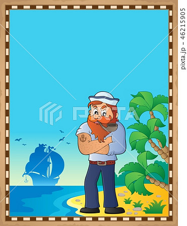Parchment with sailor on beach 46215905