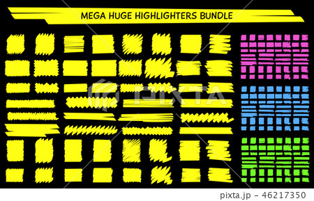 Yellow highlight marker hand drawn scribble set Yellow highlight marker hand drawn scribble set 46217350