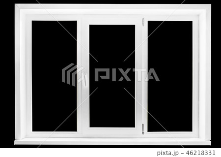 White window frame isolated on the black background 46218331