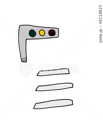 車両用信号 黄色信号機と横断歩道のイラスト素材