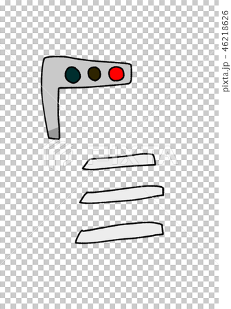 車両用信号 赤信号機と横断歩道のイラスト素材
