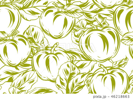 Seamless pattern with apples and leaves. Seamless pattern with apples and leaves. 46218663