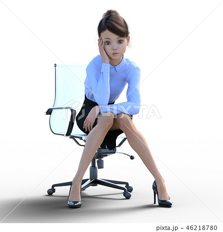 椅子に座った綺麗な足の女性 ビューティーイメージperming3dcgイラスト素材のイラスト素材