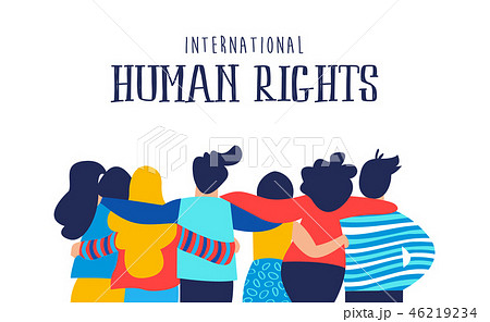 Human Rights Card Of Diverse People Friend Groupのイラスト素材