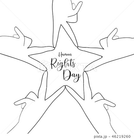 Human Rights Day card of people hands together 46219260