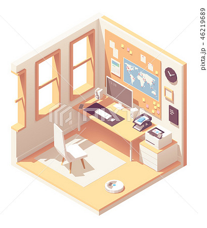 Vector isometric home office room Vector isometric home office room 46219689