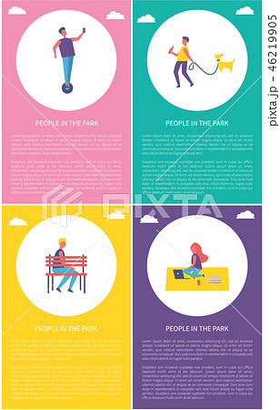 People Park, Girl Rests on Rug Computer, Man Dog 46219905