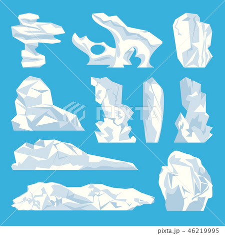 Ice Iceberg Hard Frozen Water Icons Set Vector 46219995