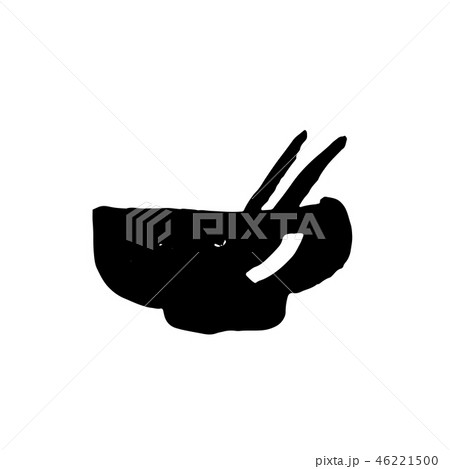 Bowl and chopsticks icon. Asian food grunge icon. Watercolor dry brush illustration. Hand drawn 46221500