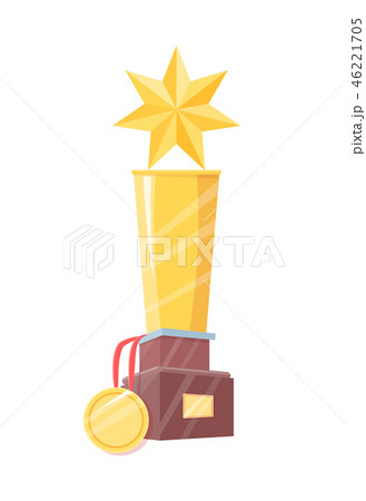 Winner Prize Figurine with Star and Medal Isolated 46221705