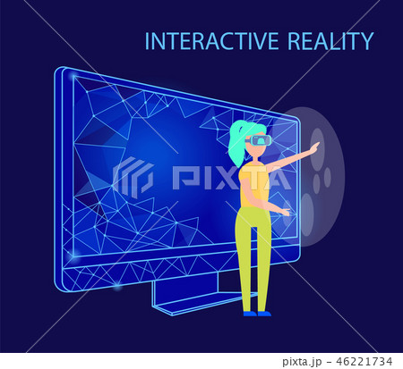 Interactive Reality Female Wearing Glasses Vector 46221734