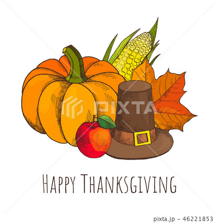 Happy Thanksgiving Day Poster with Hat Vector Happy Thanksgiving Day Poster with Hat Vector 46221853