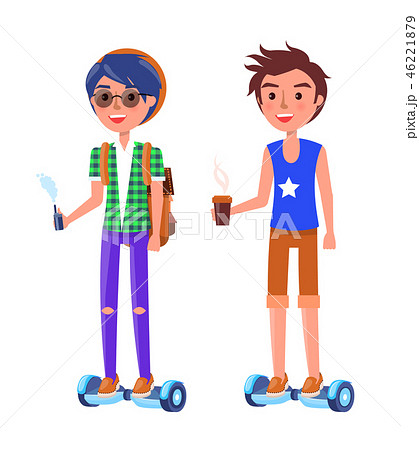 Boy and Girl Riding on Segway Personal Transporter Boy and Girl Riding on Segway Personal Transporter 46221879