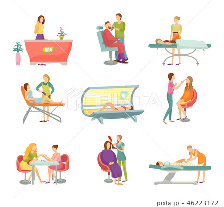 Spa Salon Pedicure and Barber Ions Set Vector Spa Salon Pedicure and Barber Ions Set Vector 46223172