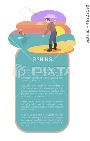 Fishing on Sunset Back with Fisherman Character 46223190