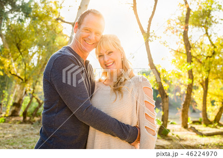 Loving Middle Aged Caucasian Couple Outdoors 46224970