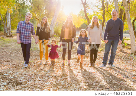 Multigeneration Mixed Race Family Portrait Outside 46225351